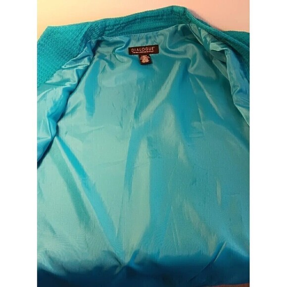 Vintage Dialogue Turquoise Cotton Blazer With Lining Size L - Picture 4 of 10